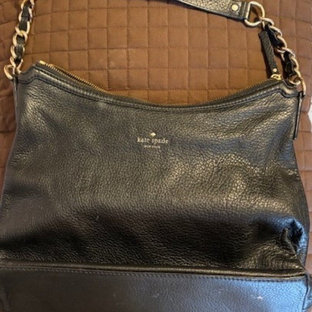 Kate Spade Black Pebbled Leather Hobo Bag